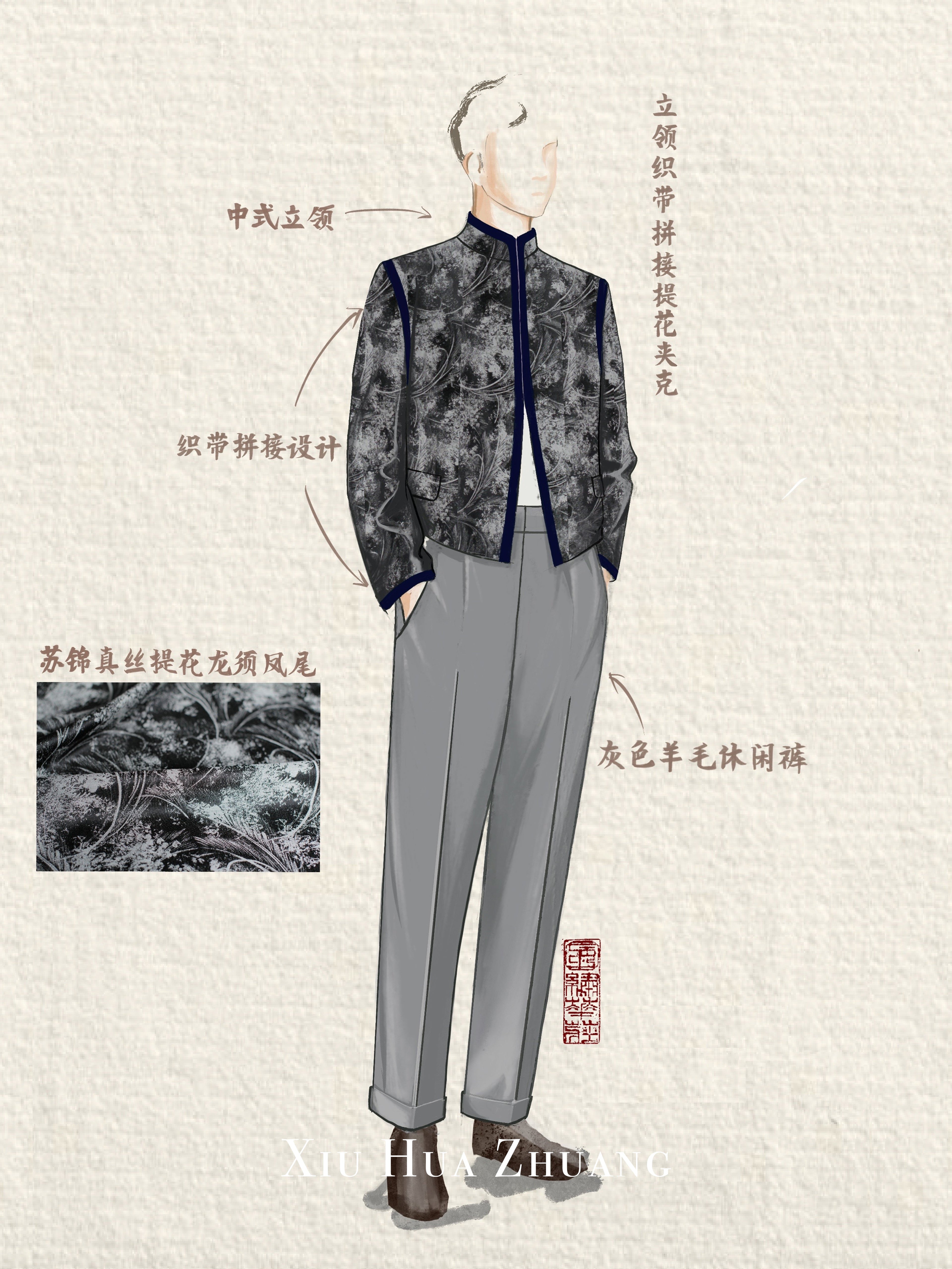 Su Brocade·Black Silver Jacquard Jacket 绣华莊
