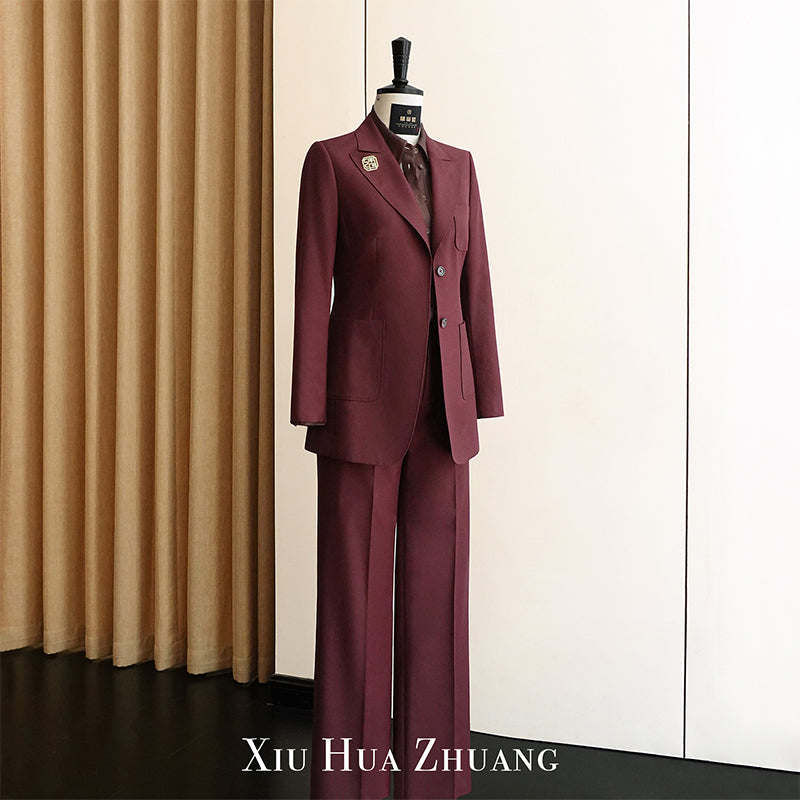 绛紫色精纺羊毛西服套装X2229H My Store