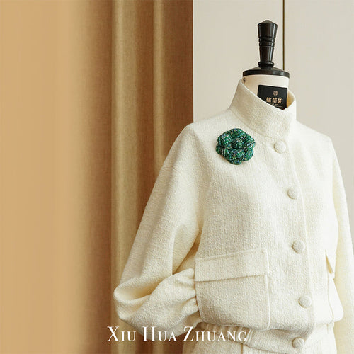 奶昔白色进口粗花呢夹克套装X23161 My Store