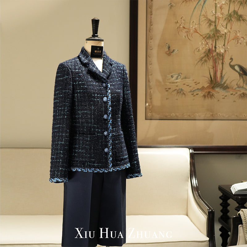 英国进口Moon午夜星空蓝粗花呢外套X24170 My Store