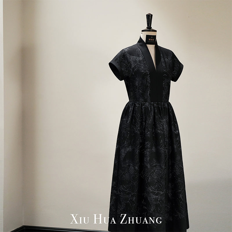繁星·意大利进口羊毛银丝刺绣连衣裙X24043 My Store