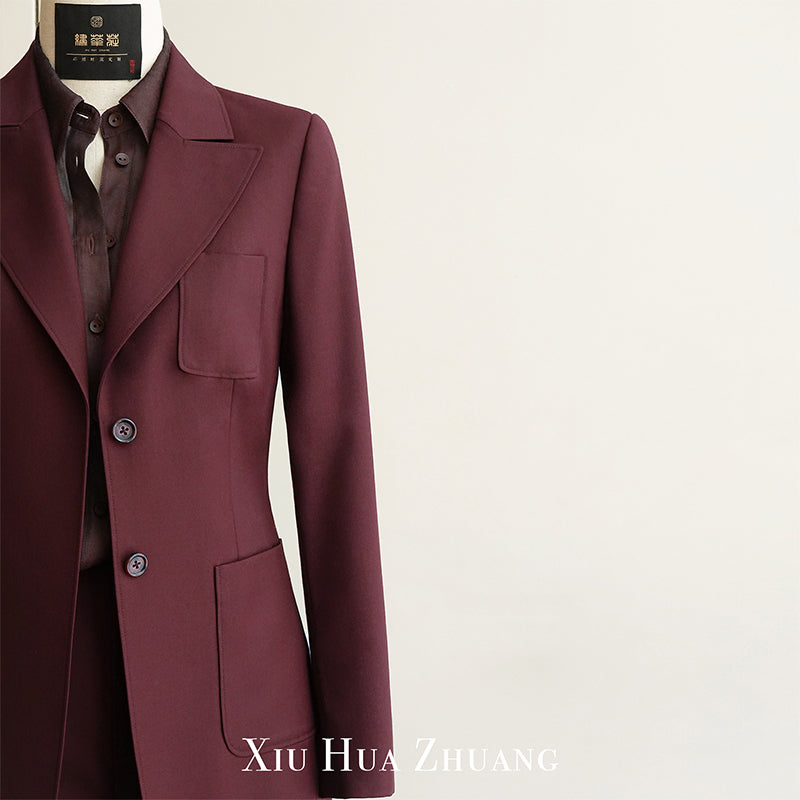 绛紫色精纺羊毛西服套装X2229H My Store