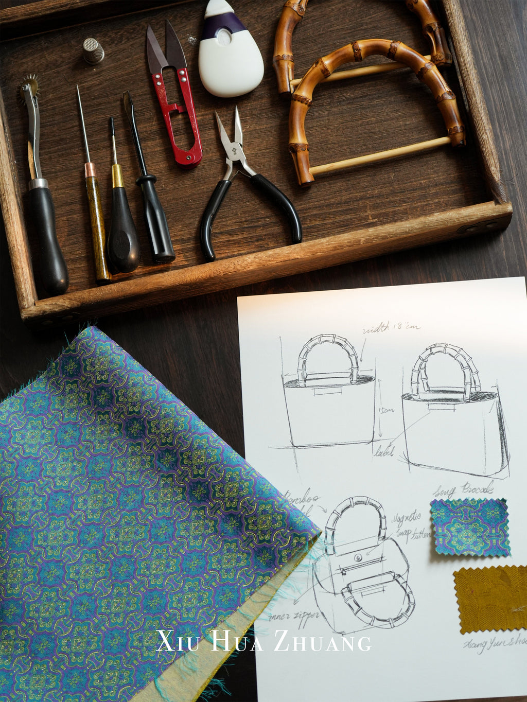 Zen Bamboo Silk Brocade Handbag 绣华莊