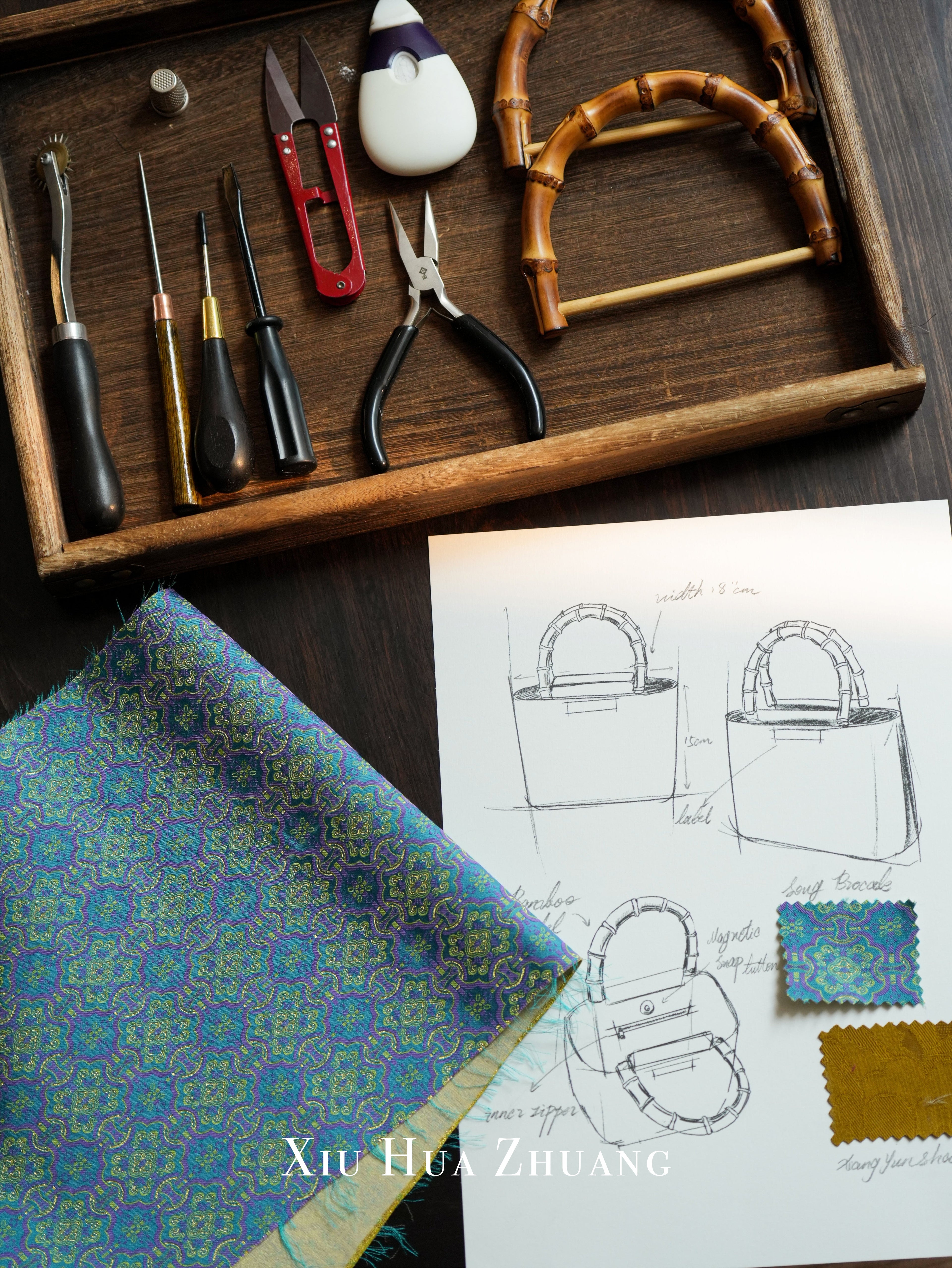 Zen Bamboo Silk Brocade Handbag 绣华莊