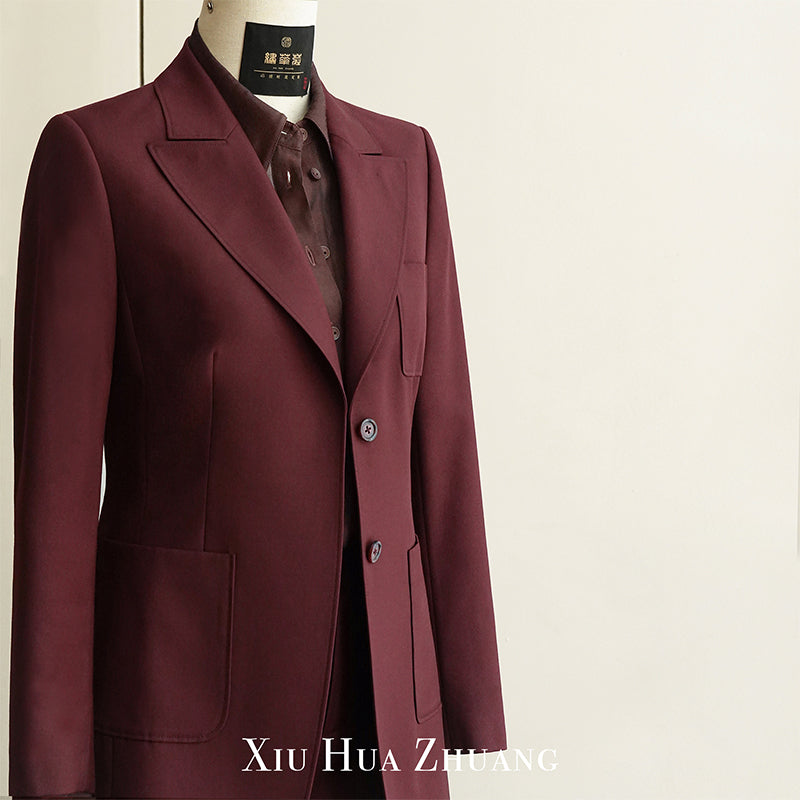 绛紫色精纺羊毛西服套装X2229H My Store