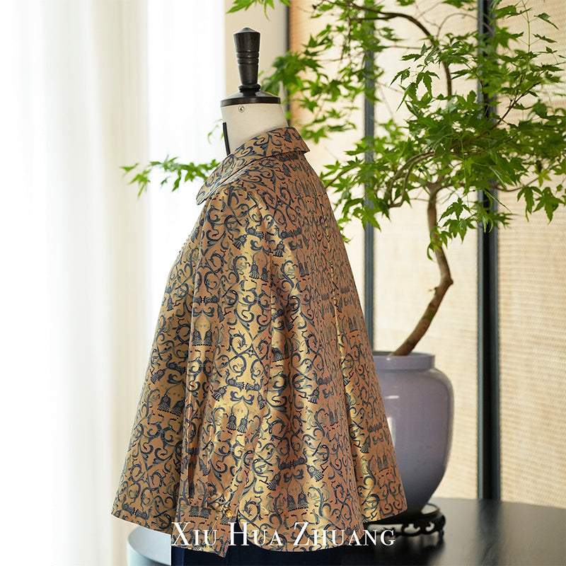 非遗蜀锦·淡蜜黄色龙凤麦穗纹提花上衣X25040 My Store