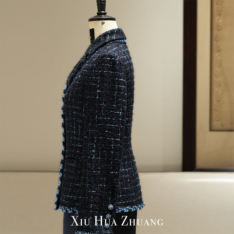 英国进口Moon午夜星空蓝粗花呢外套X24170 My Store