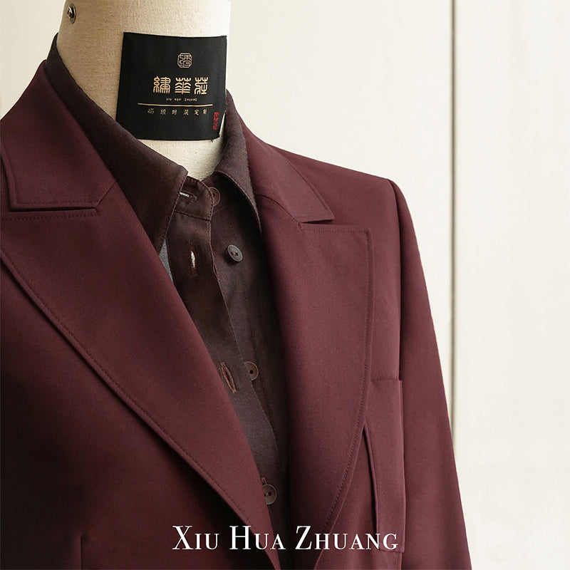 绛紫色精纺羊毛西服套装X2229H My Store
