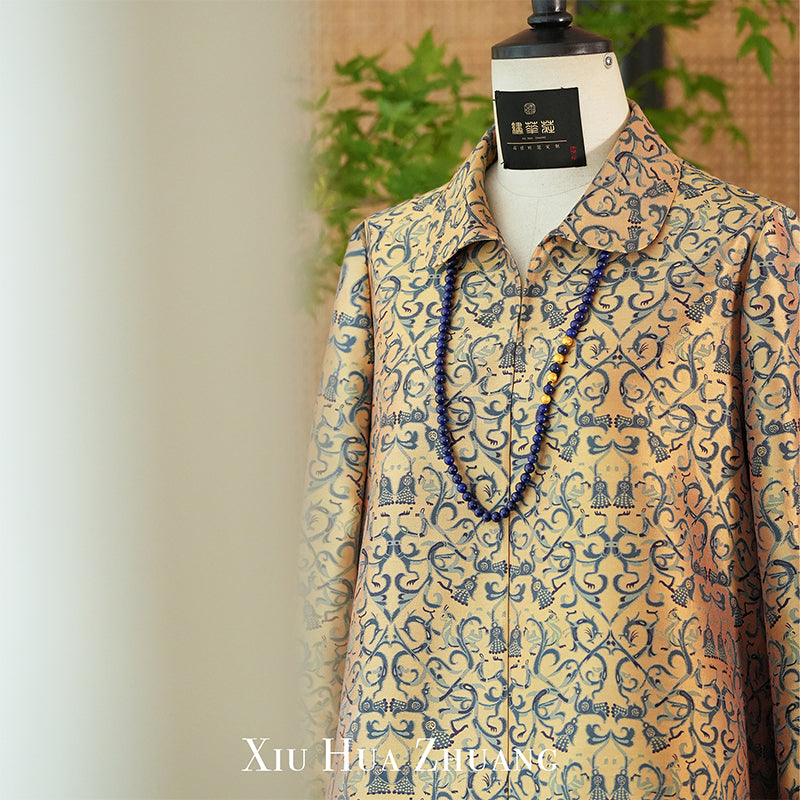 非遗蜀锦·淡蜜黄色龙凤麦穗纹提花上衣X25040 My Store