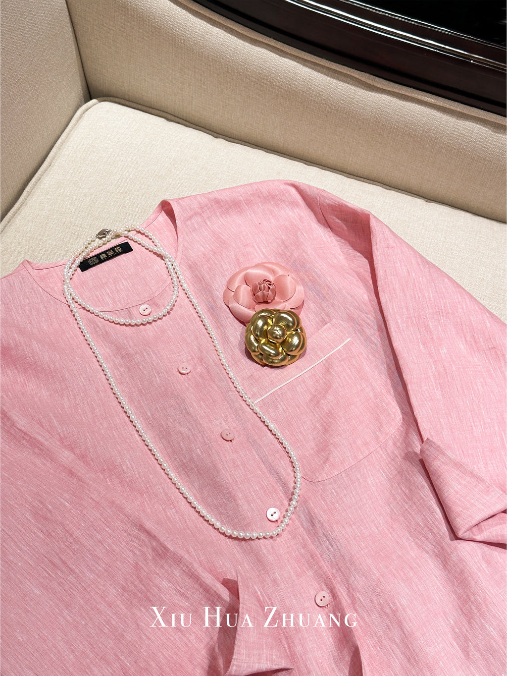 Loro Piana Linen Pink Crewneck Shirt 绣华莊