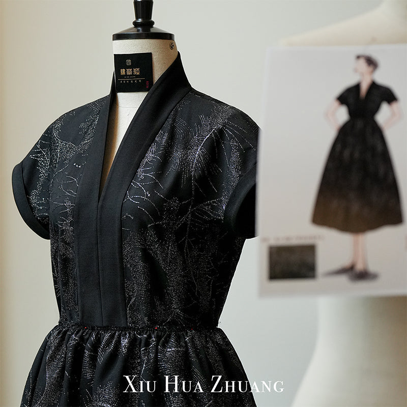 繁星·意大利进口羊毛银丝刺绣连衣裙X24043 My Store
