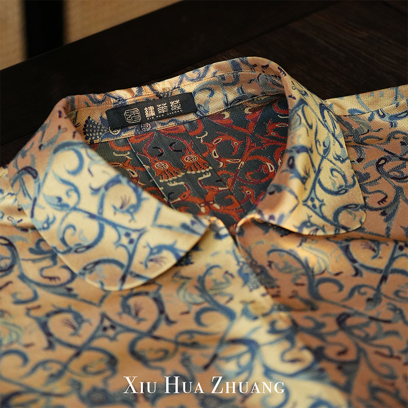 非遗蜀锦·淡蜜黄色龙凤麦穗纹提花上衣X25040 My Store