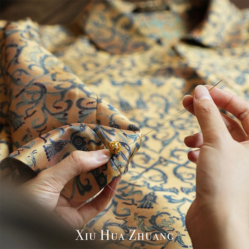 非遗蜀锦·淡蜜黄色龙凤麦穗纹提花上衣X25040 My Store