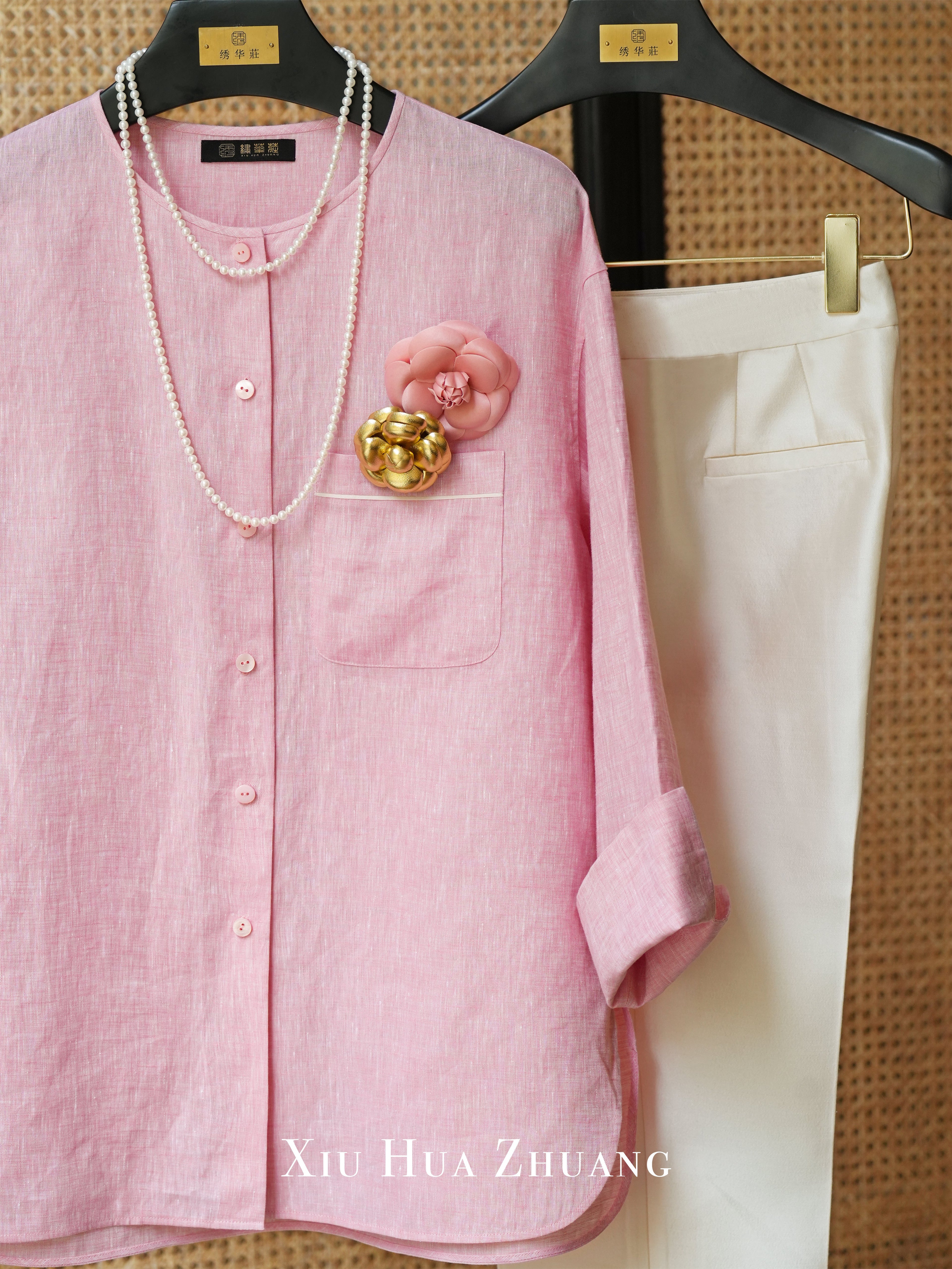Loro Piana Linen Pink Crewneck Shirt 绣华莊