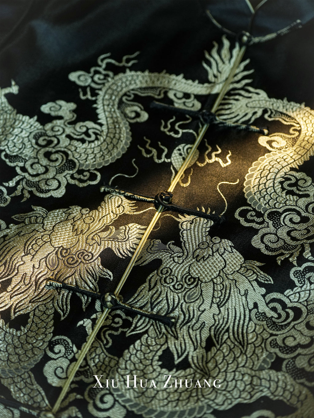 Dragon Jacquard Antique Satin Quilted Tang Suit 绣华莊