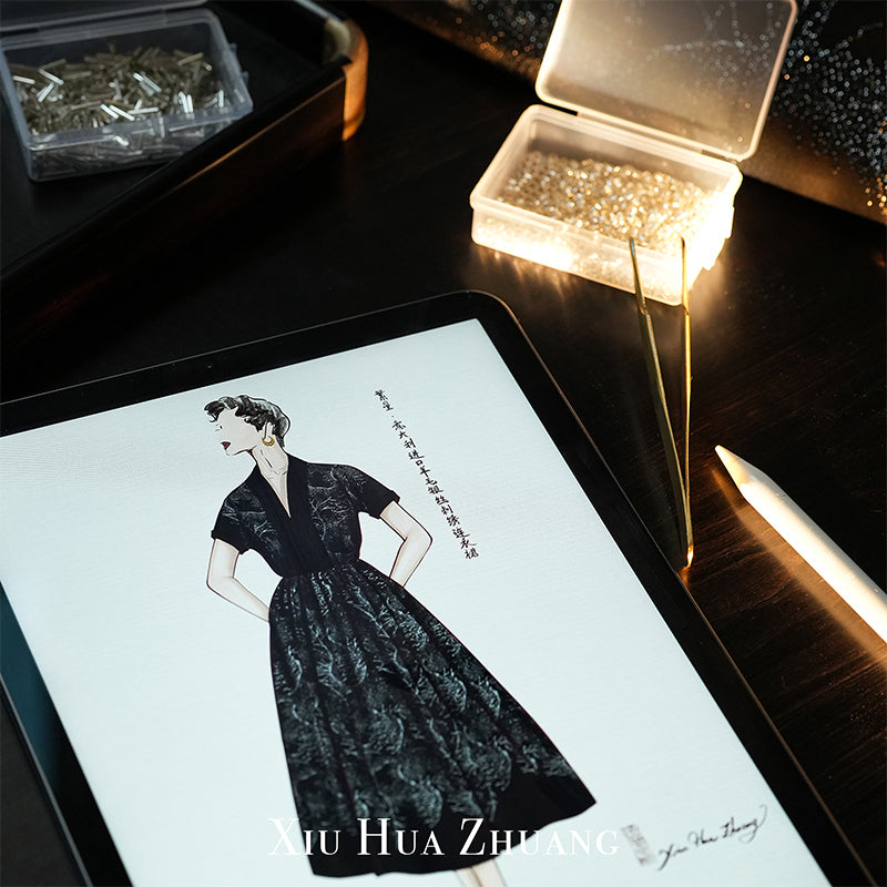 繁星·意大利进口羊毛银丝刺绣连衣裙X24043 My Store