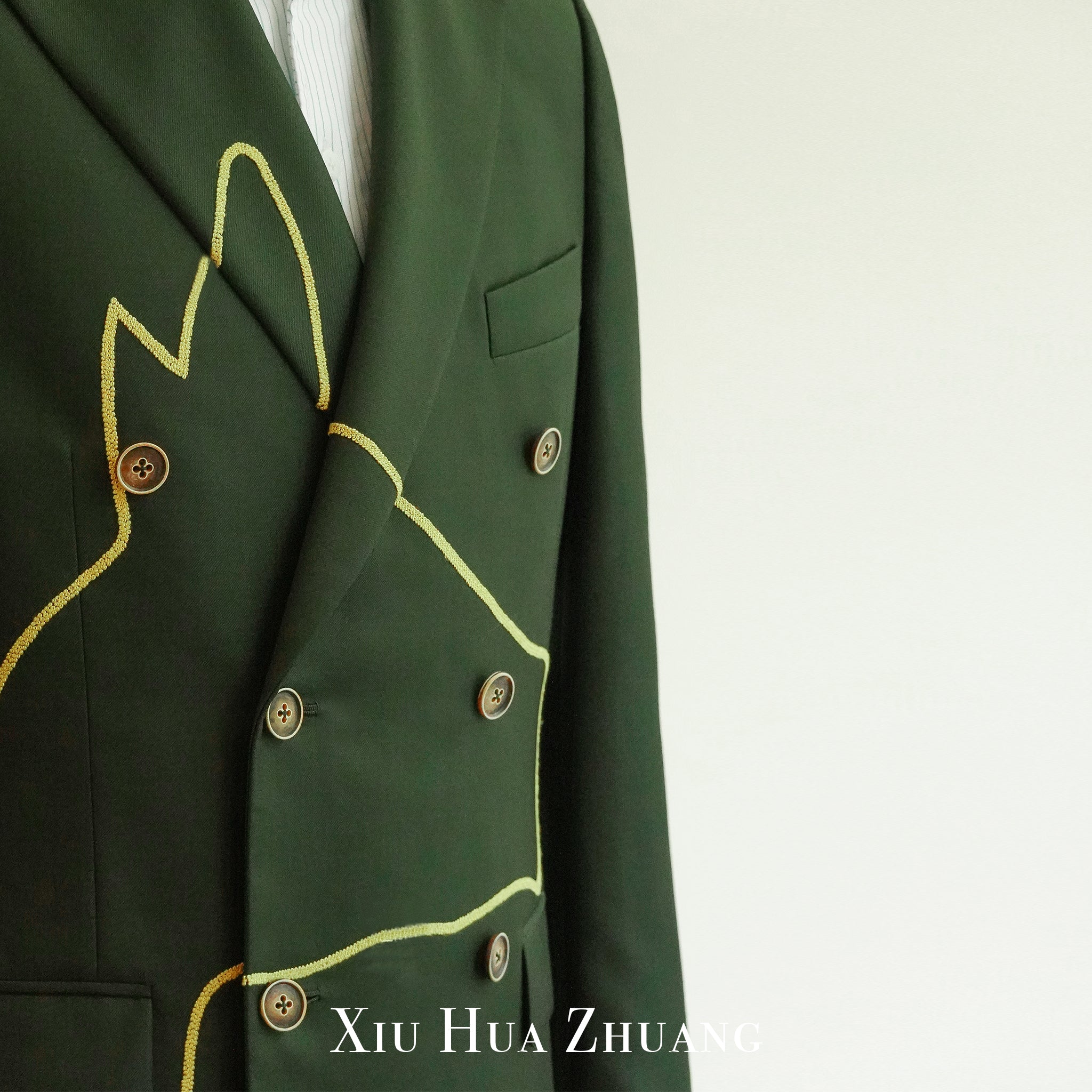 千岁绿色意大利Marzoni马纹刺绣西装X2354H My Store