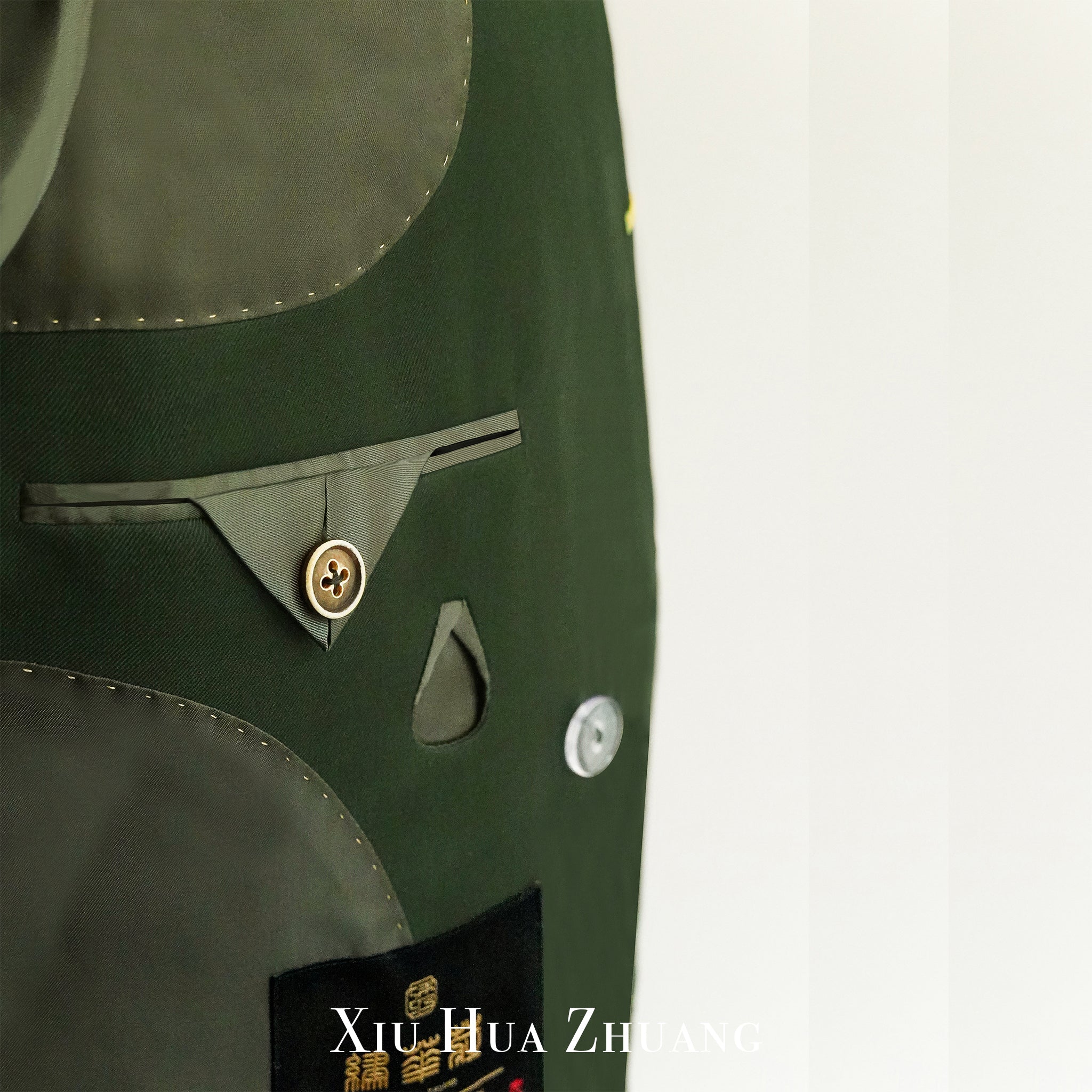 千岁绿色意大利Marzoni马纹刺绣西装X2354H My Store