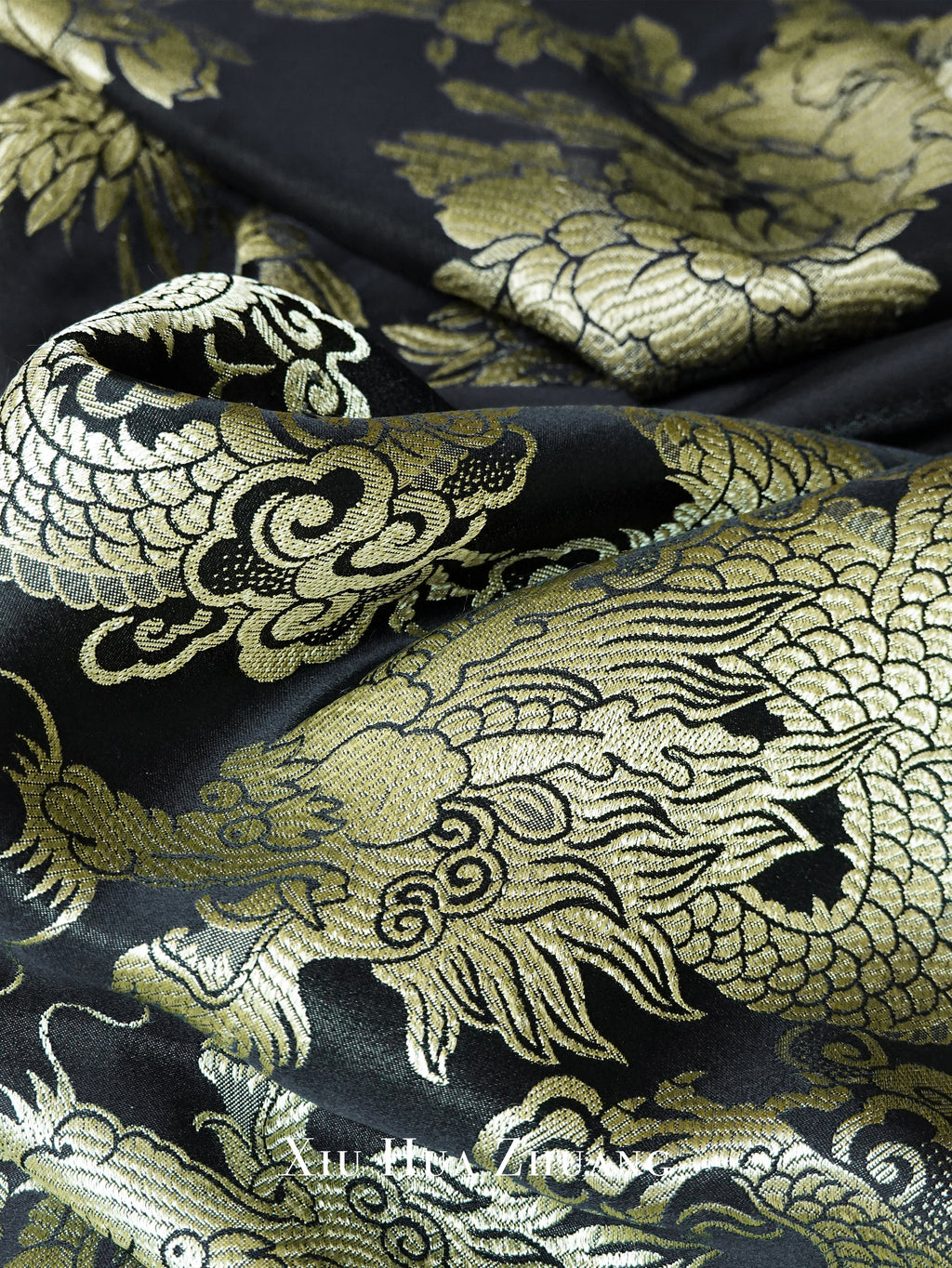 Dragon Jacquard Antique Satin Quilted Tang Suit 绣华莊