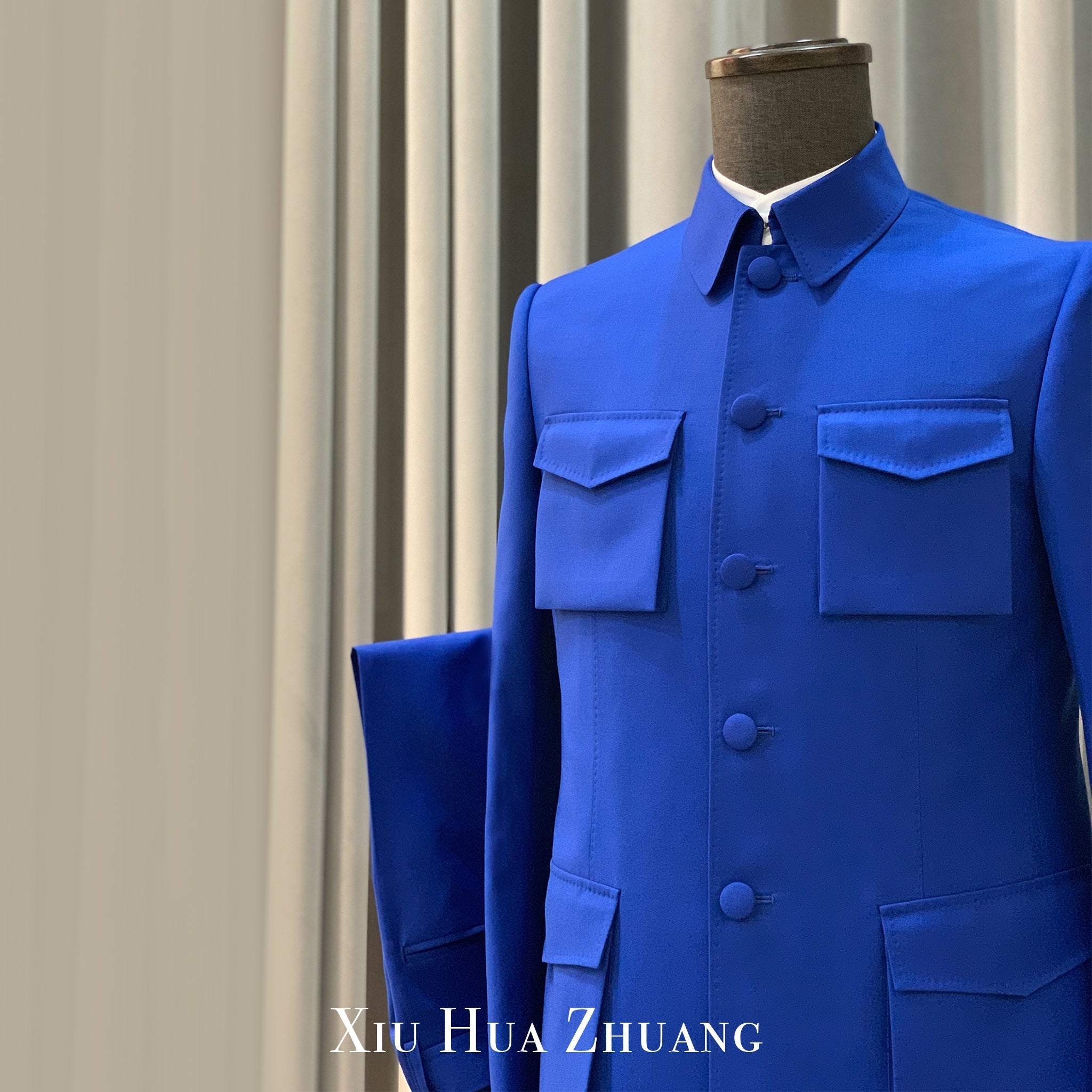 靛蓝色羊毛中山装X2230H My Store